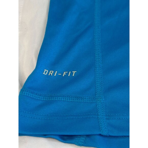 Nike Running Dri-Fit Womens Aqua Blue Cap Short Sleeve Logo Activewear Size Med - Picture 5 of 11